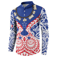 Austral Islands Button Sweatshirt Tuhaa Pae Penu Stars Necklace Red LT14 - Polynesian Pride