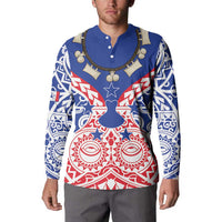Austral Islands Button Sweatshirt Tuhaa Pae Penu Stars Necklace Red LT14 - Polynesian Pride