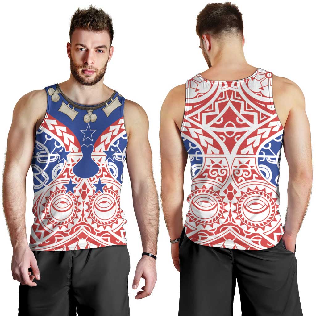 Austral Islands Men Tank Top Tuhaa Pae Penu Stars Necklace Red LT14 - Polynesian Pride