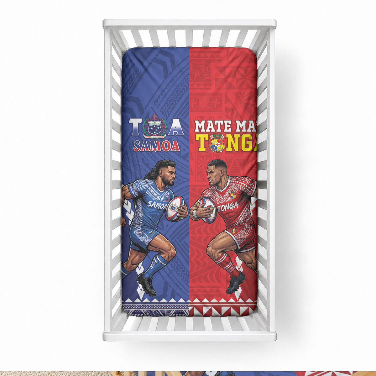 Toa Samoa Mate Ma'a Tonga Rugby Together Baby Bed Cover LT14 28 × 52 in Multicolor - Polynesian Pride