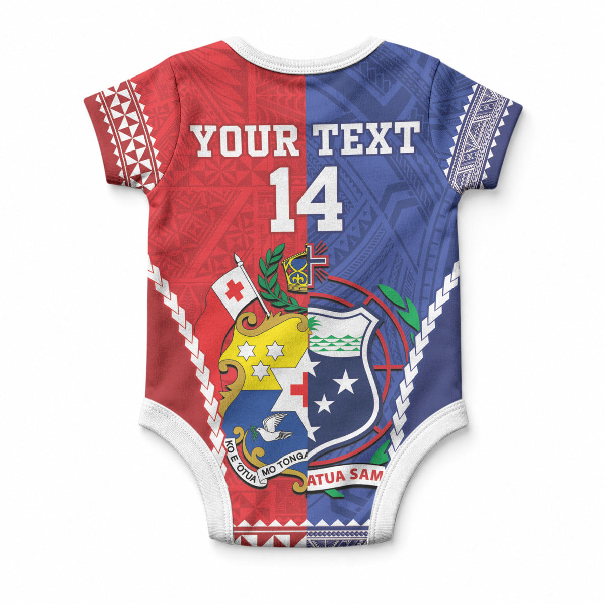 Toa Samoa Mate Ma'a Tonga Rugby Together Custom Baby Onesie LT14 - Polynesian Pride