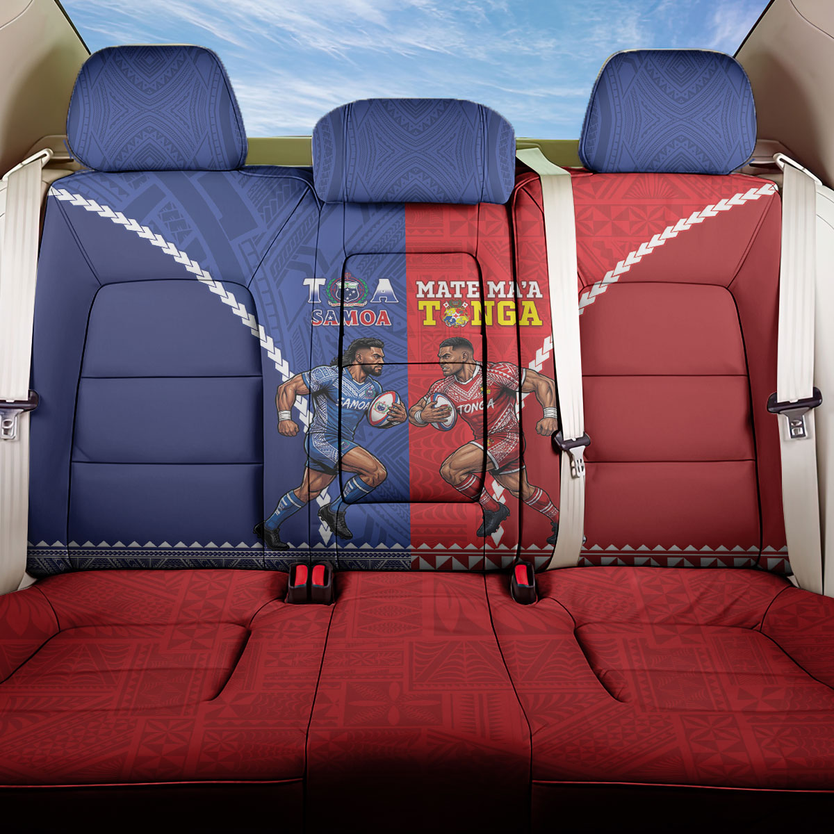 Toa Samoa Mate Ma'a Tonga Rugby Together Back Car Seat Cover LT14 One Size Multicolor - Polynesian Pride