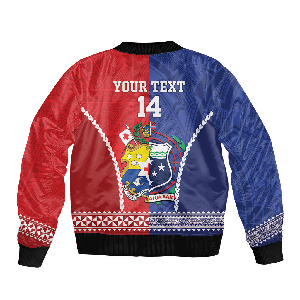 Toa Samoa Mate Ma'a Tonga Rugby Together Custom Bomber Jacket LT14 - Polynesian Pride