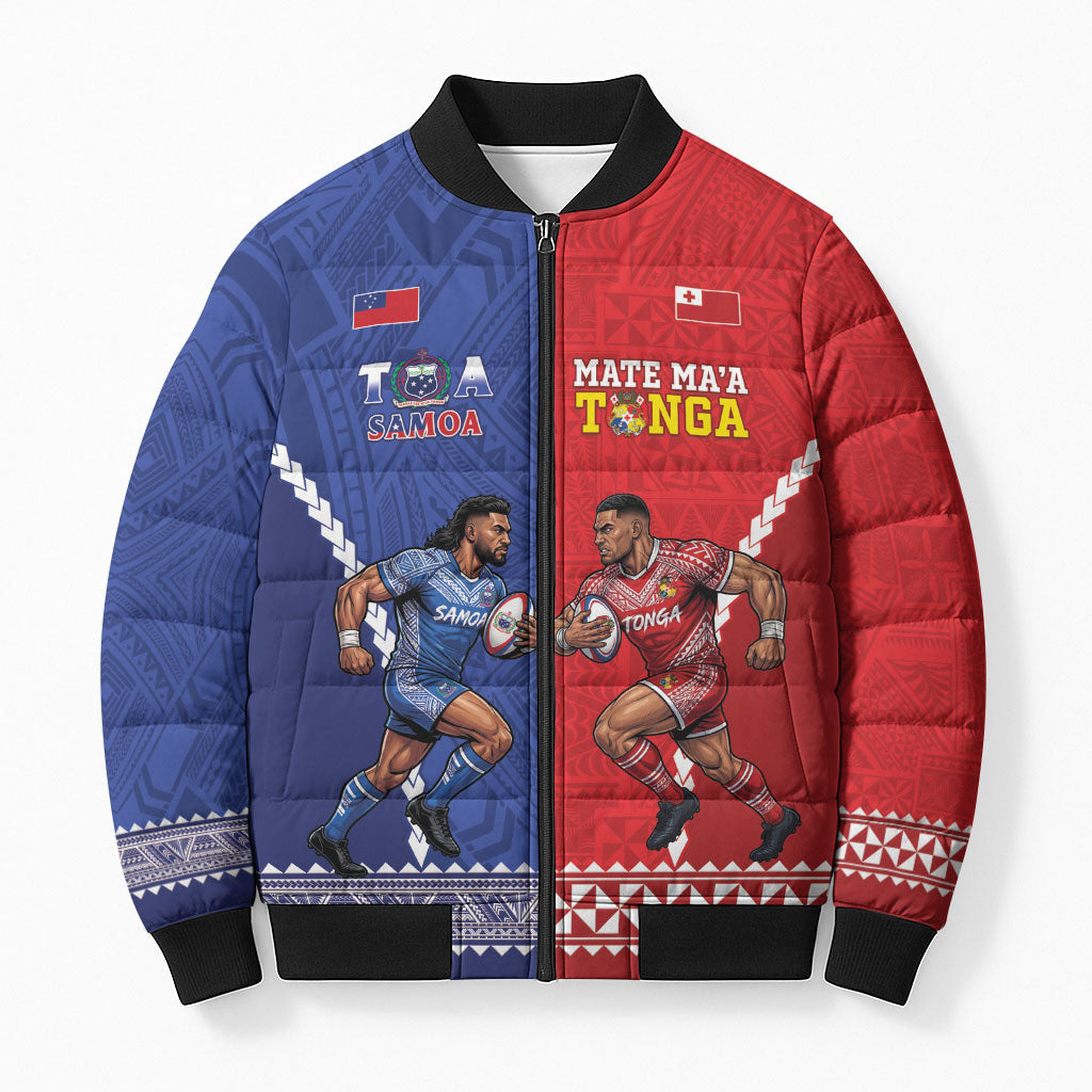 Toa Samoa Mate Ma'a Tonga Rugby Together Custom Bomber Puffer Jacket LT14 Unisex Multicolor - Polynesian Pride