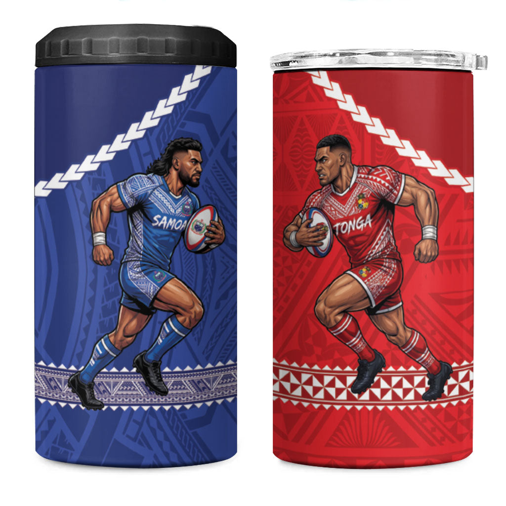Toa Samoa Mate Ma'a Tonga Rugby Together 4 in 1 Can Cooler Tumbler LT14 One Size: 16 oz Multicolor - Polynesian Pride