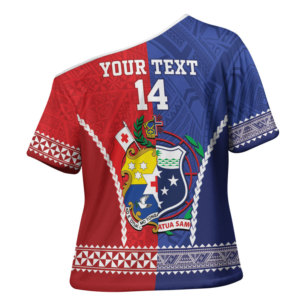 Toa Samoa Mate Ma'a Tonga Rugby Together Custom Cross Shoulder Shirt LT14 - Polynesian Pride