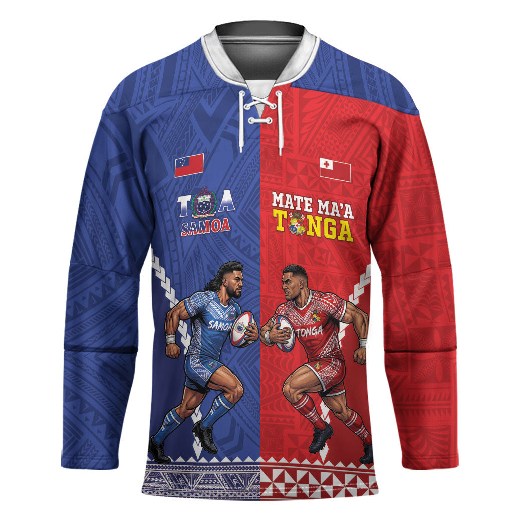 Toa Samoa Mate Ma'a Tonga Rugby Together Custom Hockey Jersey LT14 Unisex Multicolor - Polynesian Pride