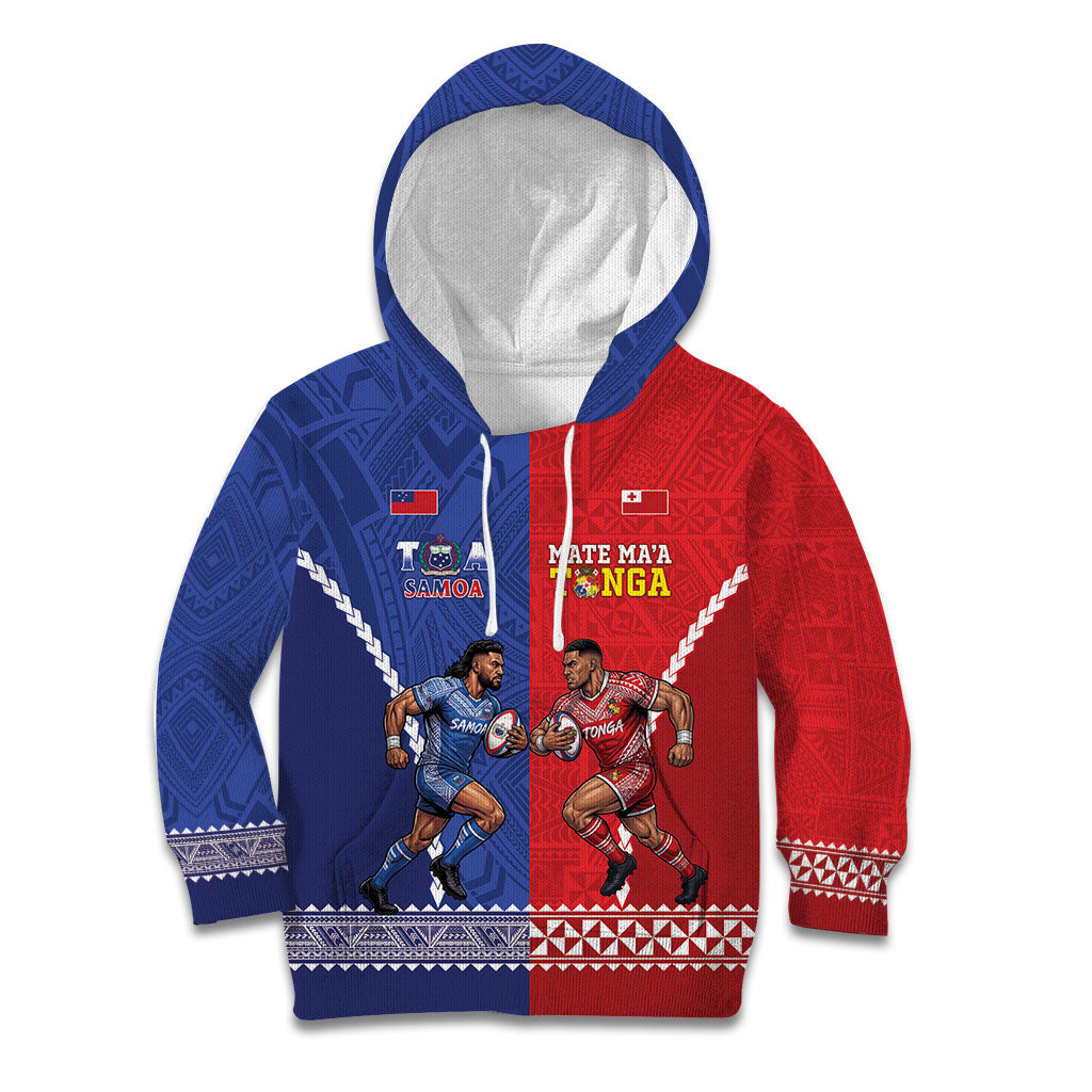 Toa Samoa Mate Ma'a Tonga Rugby Together Custom Kid Hoodie LT14 Hoodie Multicolor - Polynesian Pride