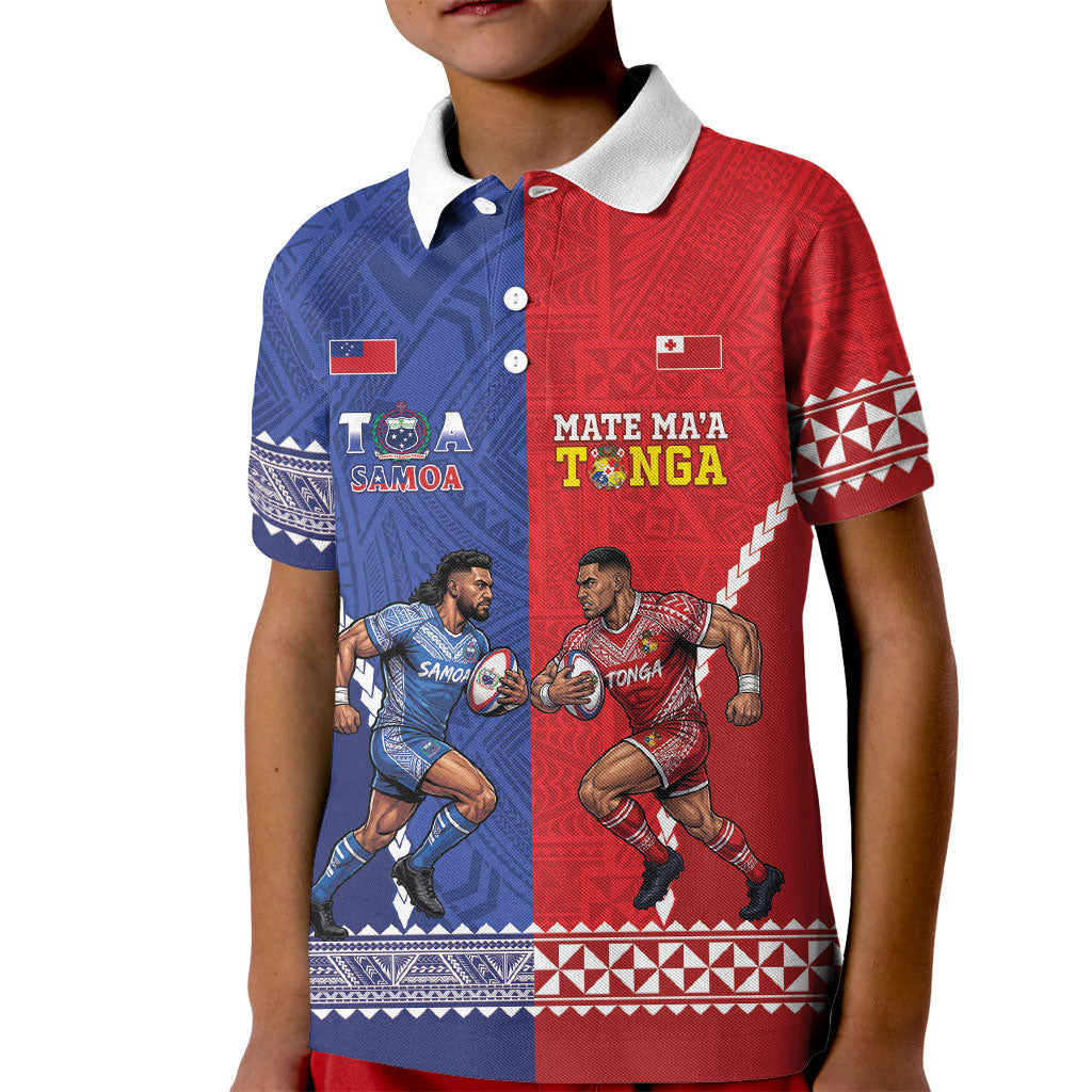 Toa Samoa Mate Ma'a Tonga Rugby Together Custom Kid Polo Shirt LT14 Kid Multicolor - Polynesian Pride