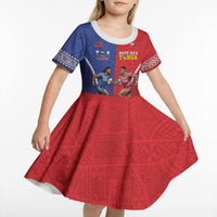 Toa Samoa Mate Ma'a Tonga Rugby Together Custom Kid Short Sleeve Dress LT14 - Polynesian Pride