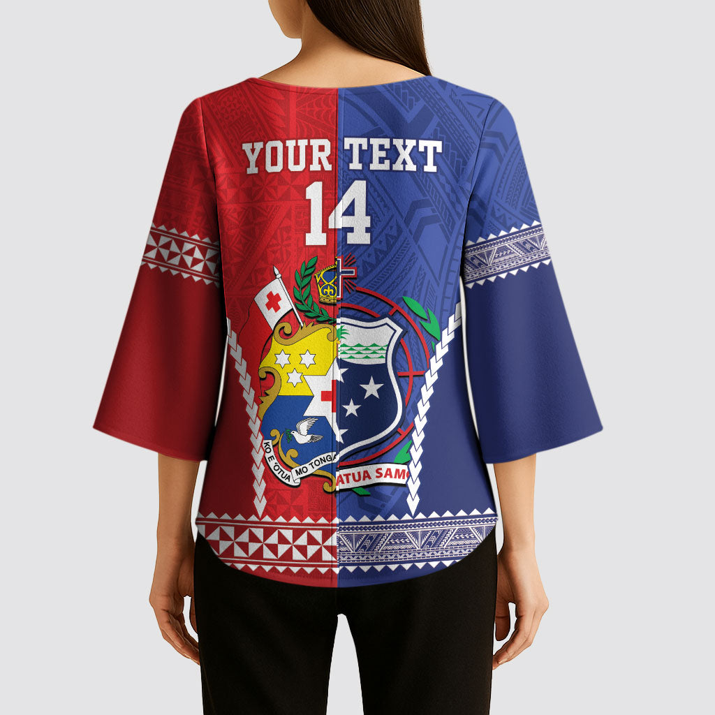 Toa Samoa Mate Ma'a Tonga Rugby Together Custom Kimono Sleeve Blouse LT14 - Polynesian Pride