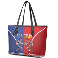 Toa Samoa Mate Ma'a Tonga Rugby Together Leather Tote Bag LT14 - Polynesian Pride