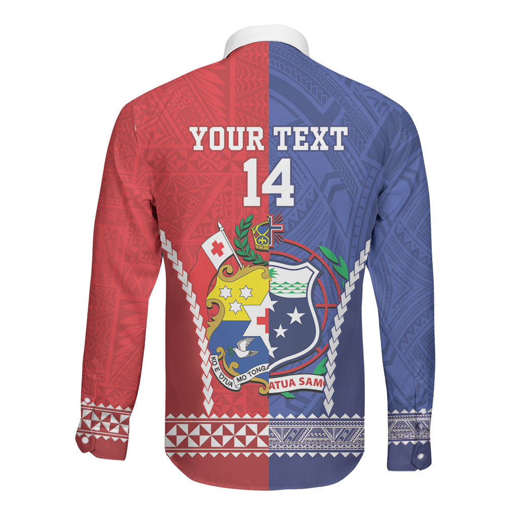 Toa Samoa Mate Ma'a Tonga Rugby Together Custom Long Sleeve Button Shirt LT14 - Polynesian Pride
