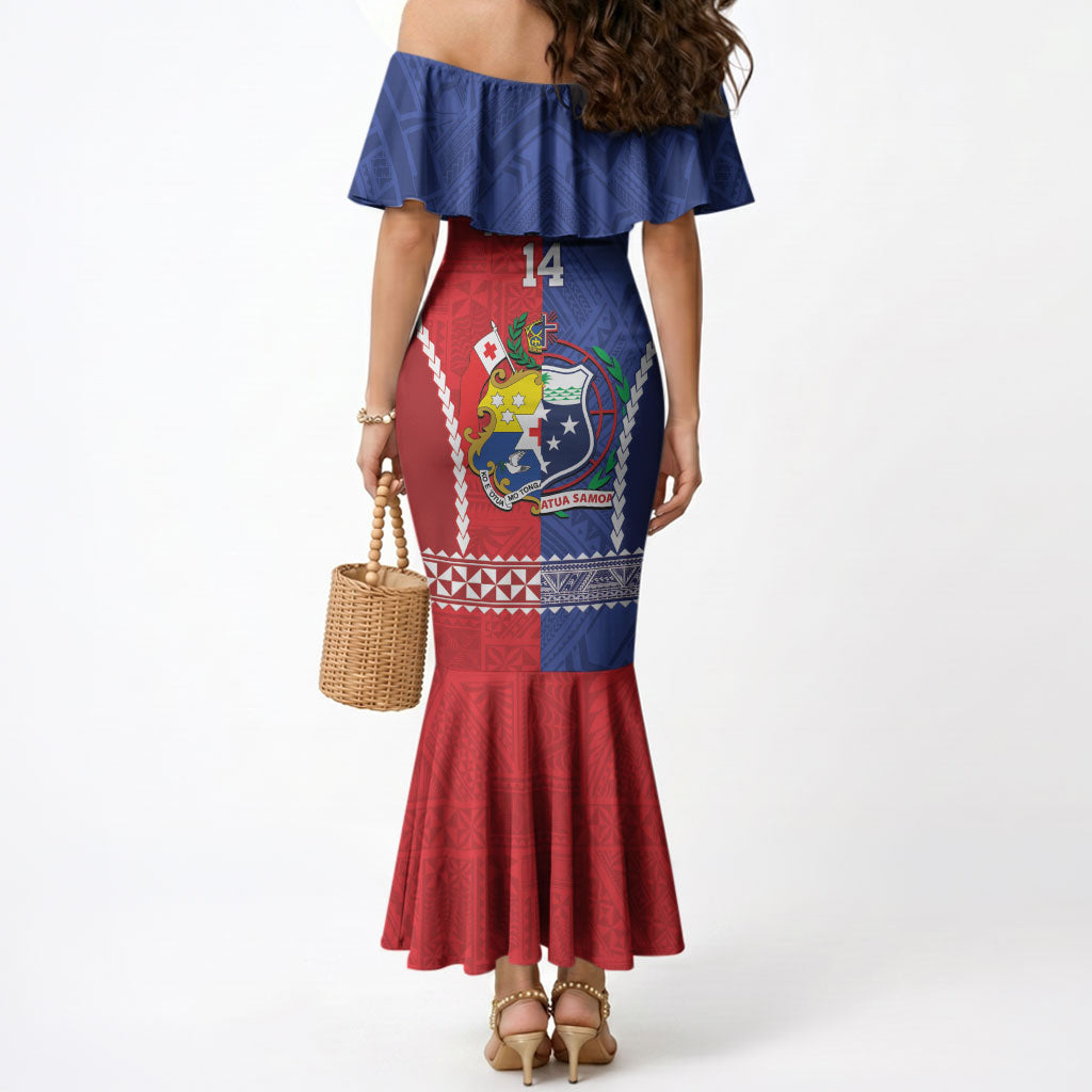 Toa Samoa Mate Ma'a Tonga Rugby Together Custom Mermaid Dress LT14 - Polynesian Pride