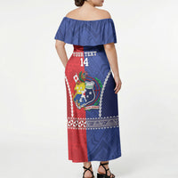 Toa Samoa Mate Ma'a Tonga Rugby Together Custom Off Shoulder Maxi Dress LT14 - Polynesian Pride