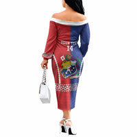 Toa Samoa Mate Ma'a Tonga Rugby Together Custom Off The Shoulder Long Sleeve Dress LT14 - Polynesian Pride