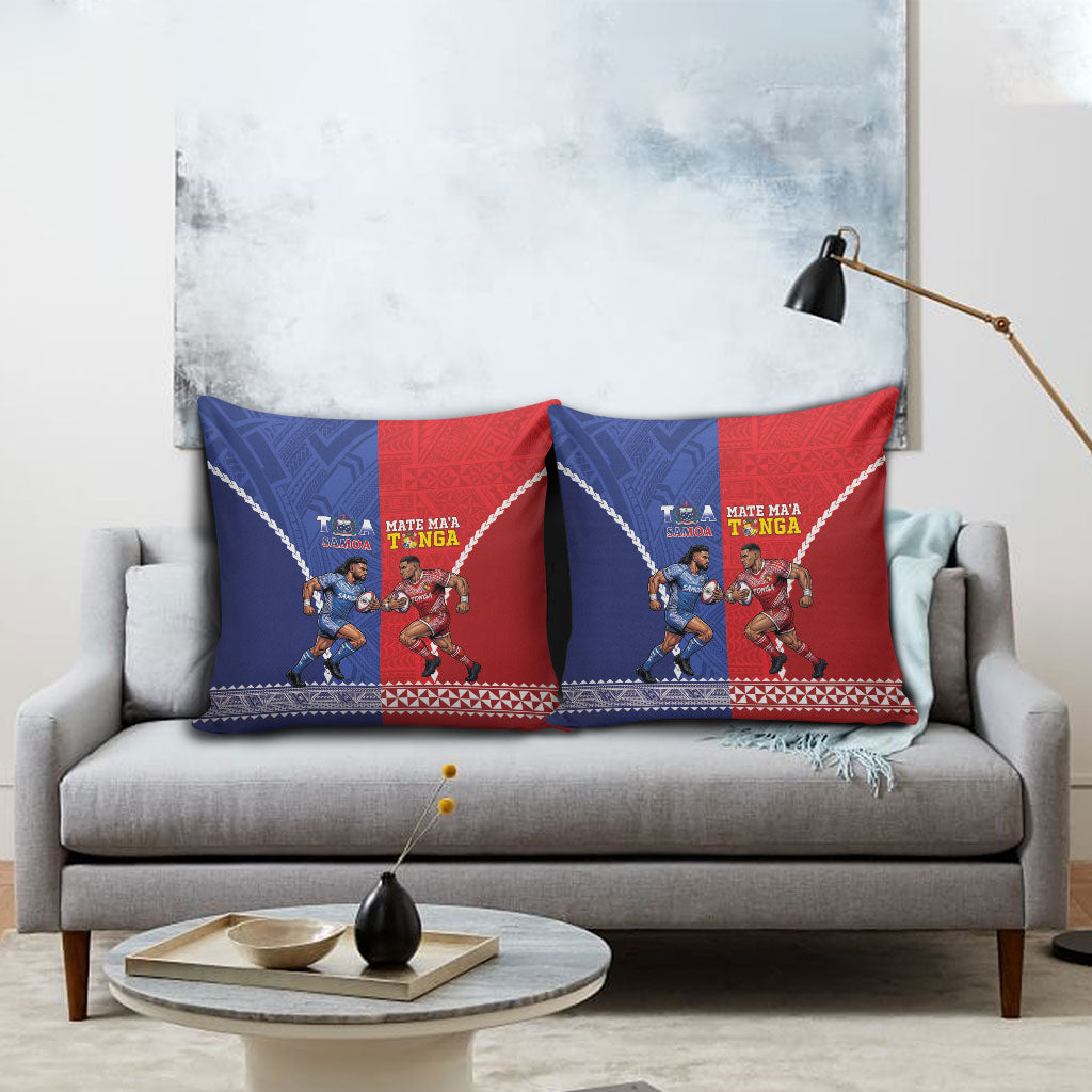 Toa Samoa Mate Ma'a Tonga Rugby Together Pillow Cover LT14 - Polynesian Pride