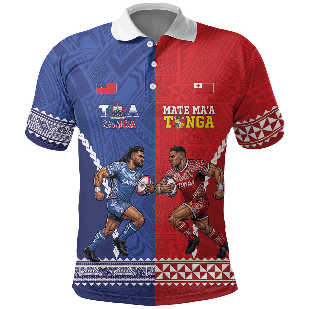 Toa Samoa Mate Ma'a Tonga Rugby Together Custom Polo Shirt LT14 Multicolor - Polynesian Pride