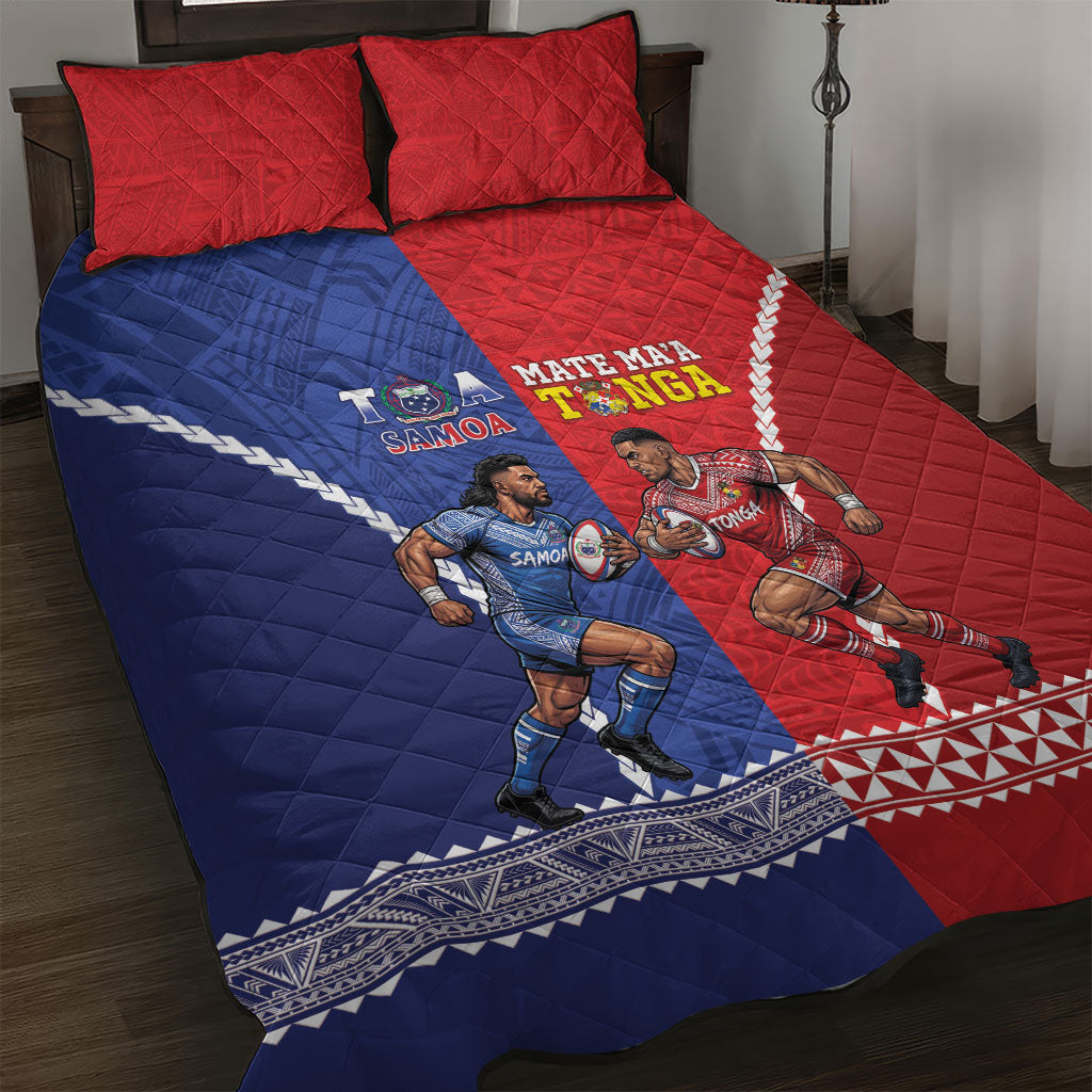 Toa Samoa Mate Ma'a Tonga Rugby Together Quilt Bed Set LT14 Multicolor - Polynesian Pride