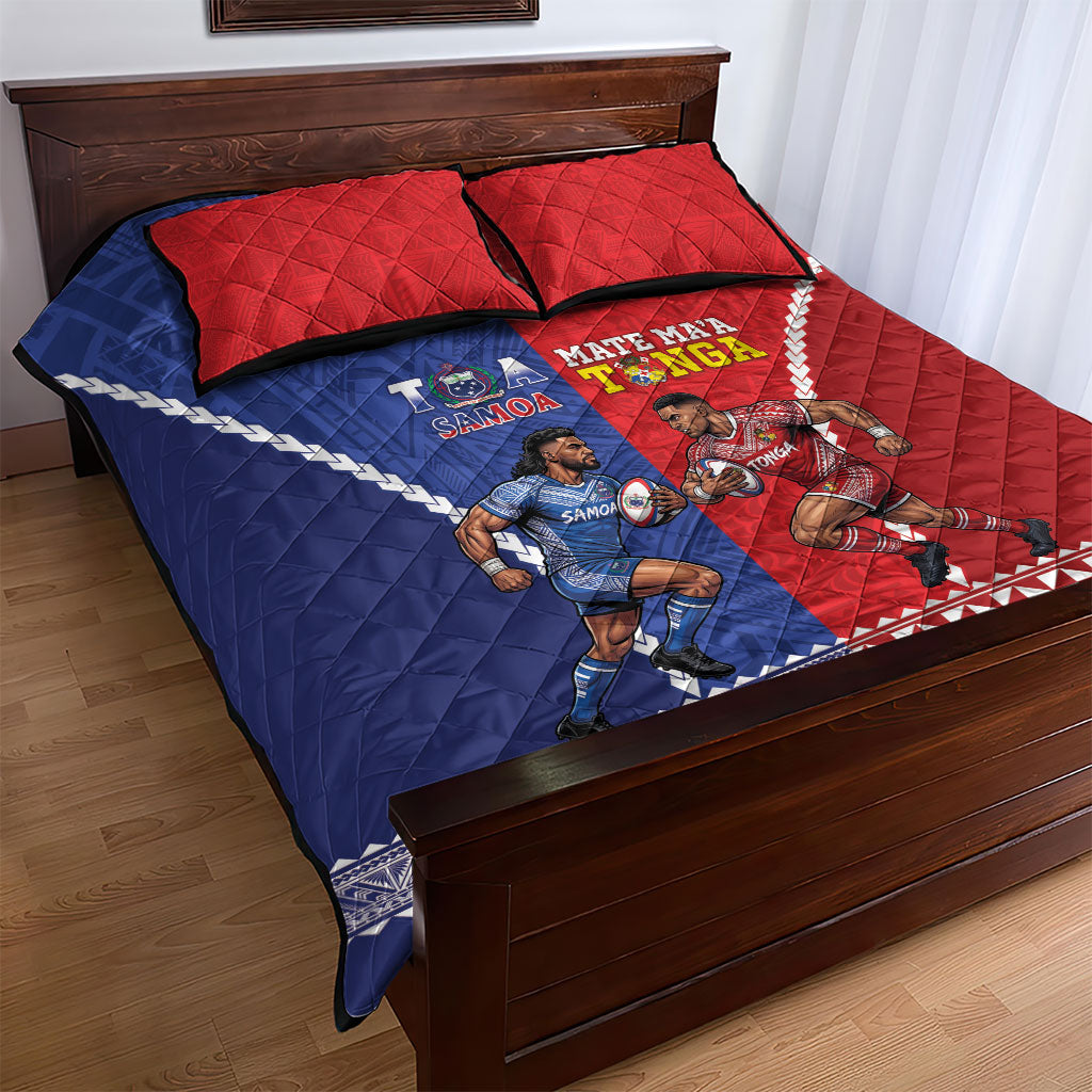 Toa Samoa Mate Ma'a Tonga Rugby Together Quilt Bed Set LT14 - Polynesian Pride