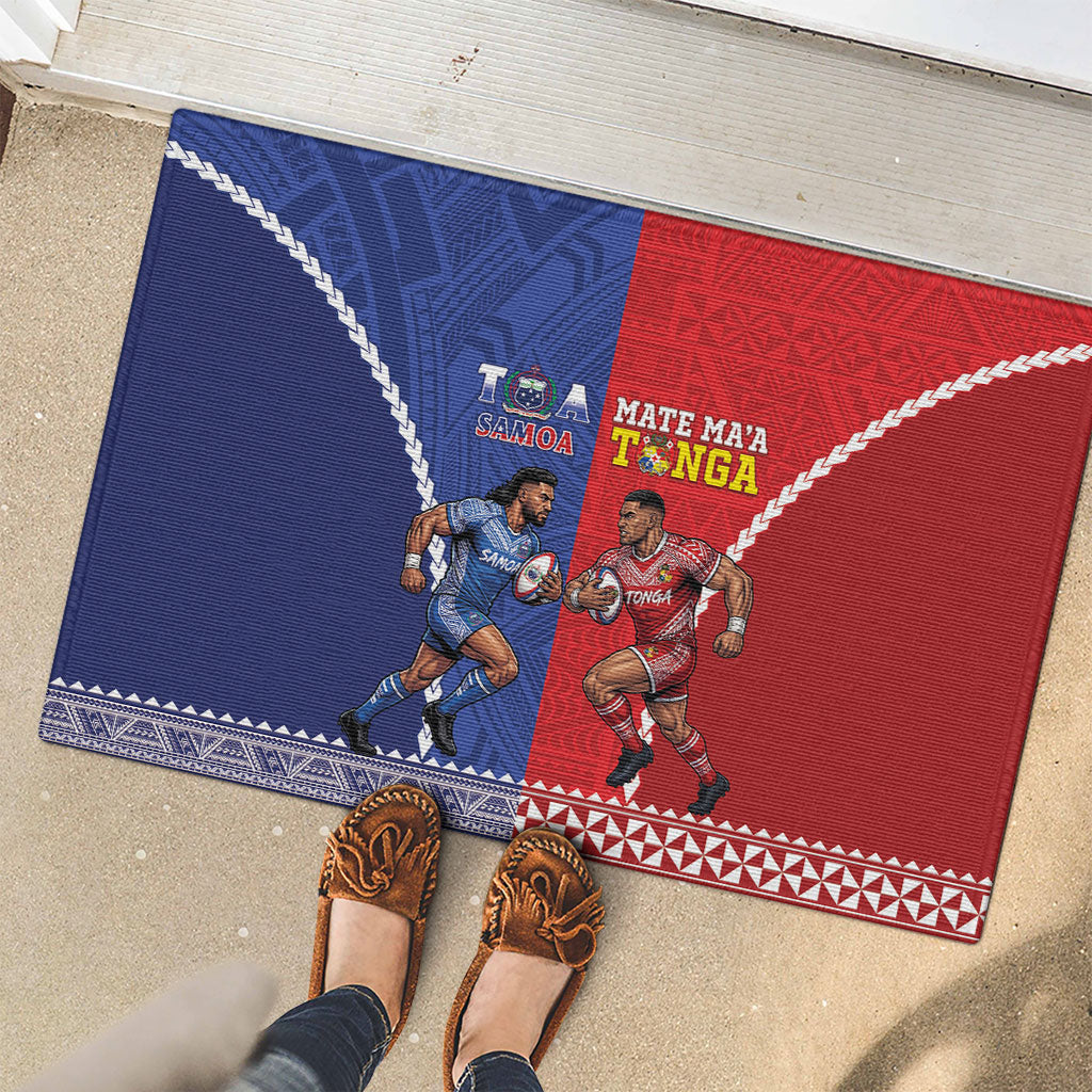 Toa Samoa Mate Ma'a Tonga Rugby Together Rubber Doormat LT14 - Polynesian Pride