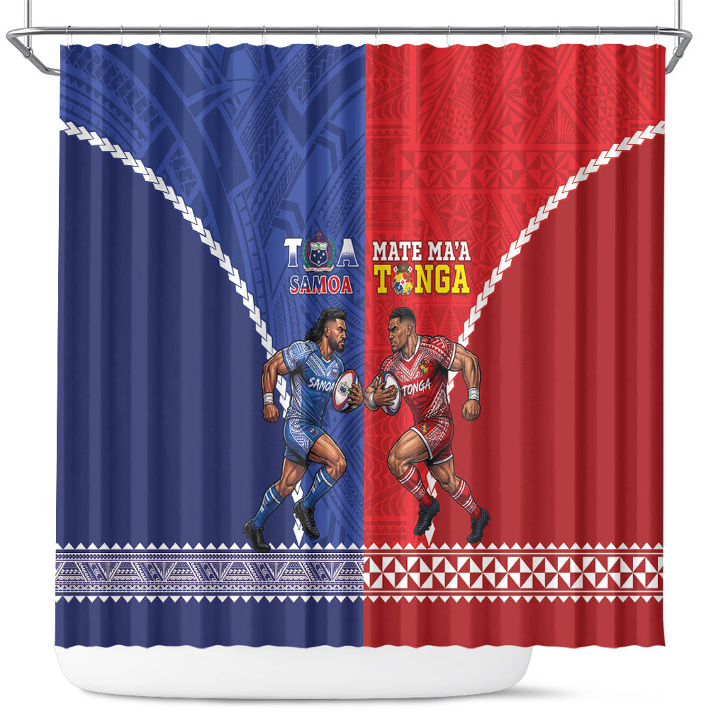 Toa Samoa Mate Ma'a Tonga Rugby Together Shower Curtain LT14 Multicolor - Polynesian Pride