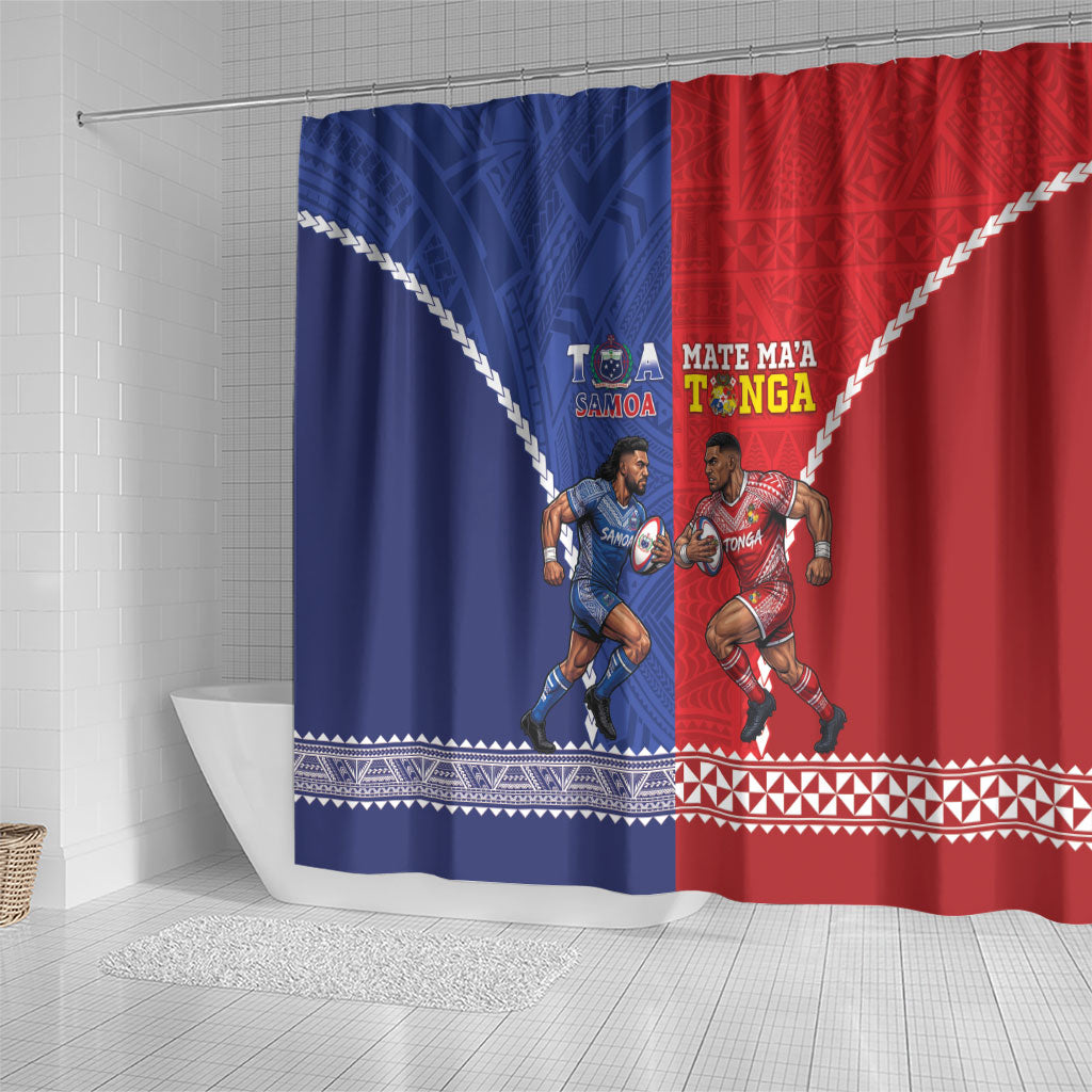 Toa Samoa Mate Ma'a Tonga Rugby Together Shower Curtain LT14 - Polynesian Pride