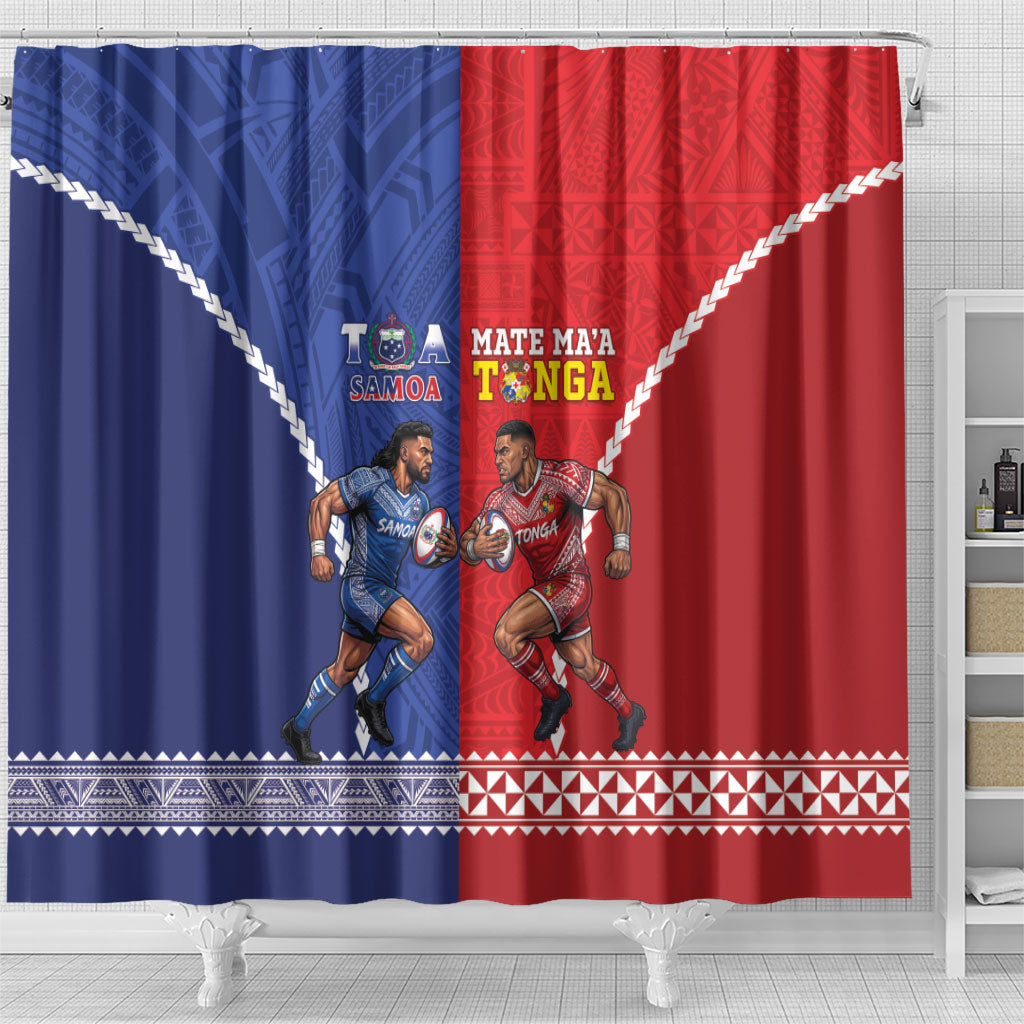 Toa Samoa Mate Ma'a Tonga Rugby Together Shower Curtain LT14 - Polynesian Pride
