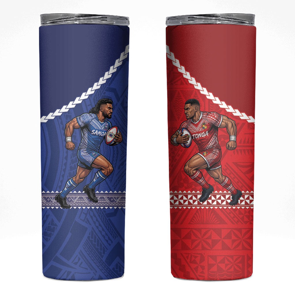 Toa Samoa Mate Ma'a Tonga Rugby Together Skinny Tumbler LT14 Multicolor - Polynesian Pride