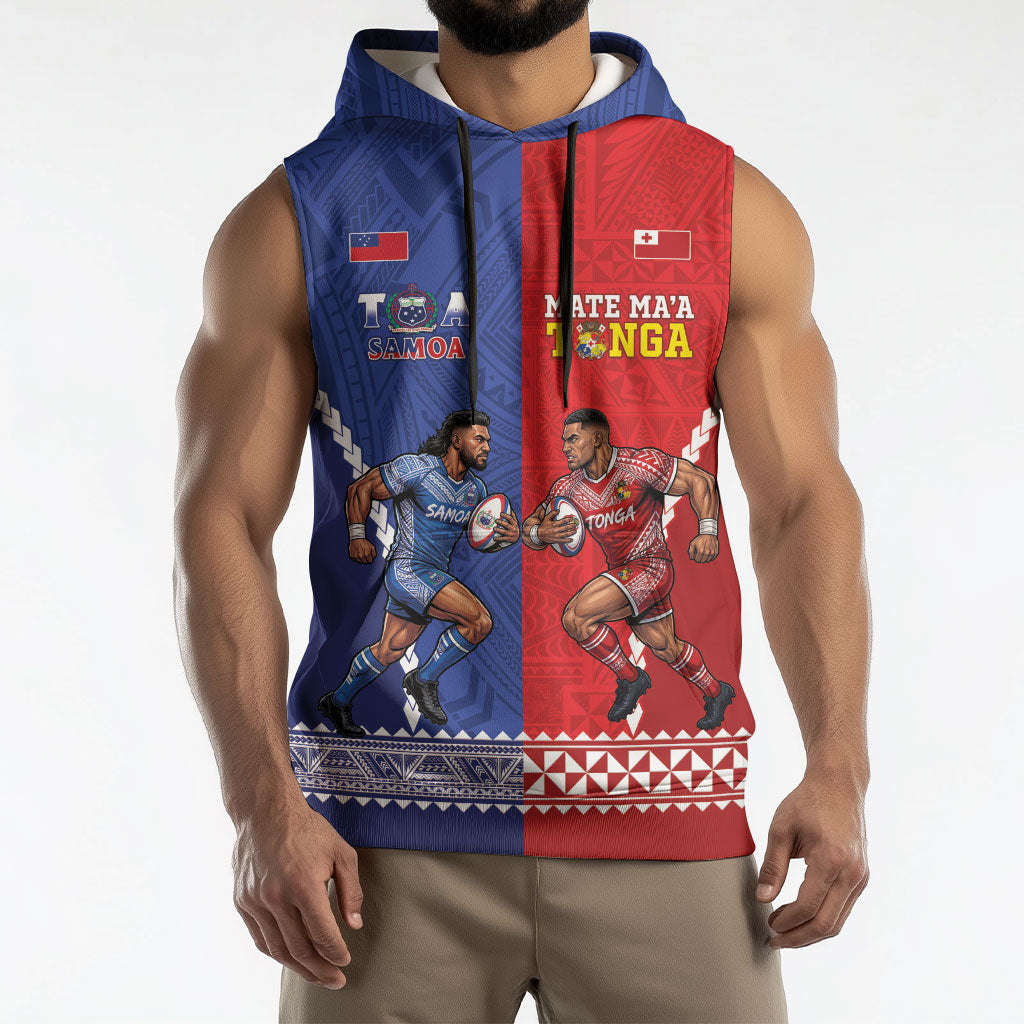 Toa Samoa Mate Ma'a Tonga Rugby Together Custom Sleeveless Hoodie LT14 - Polynesian Pride