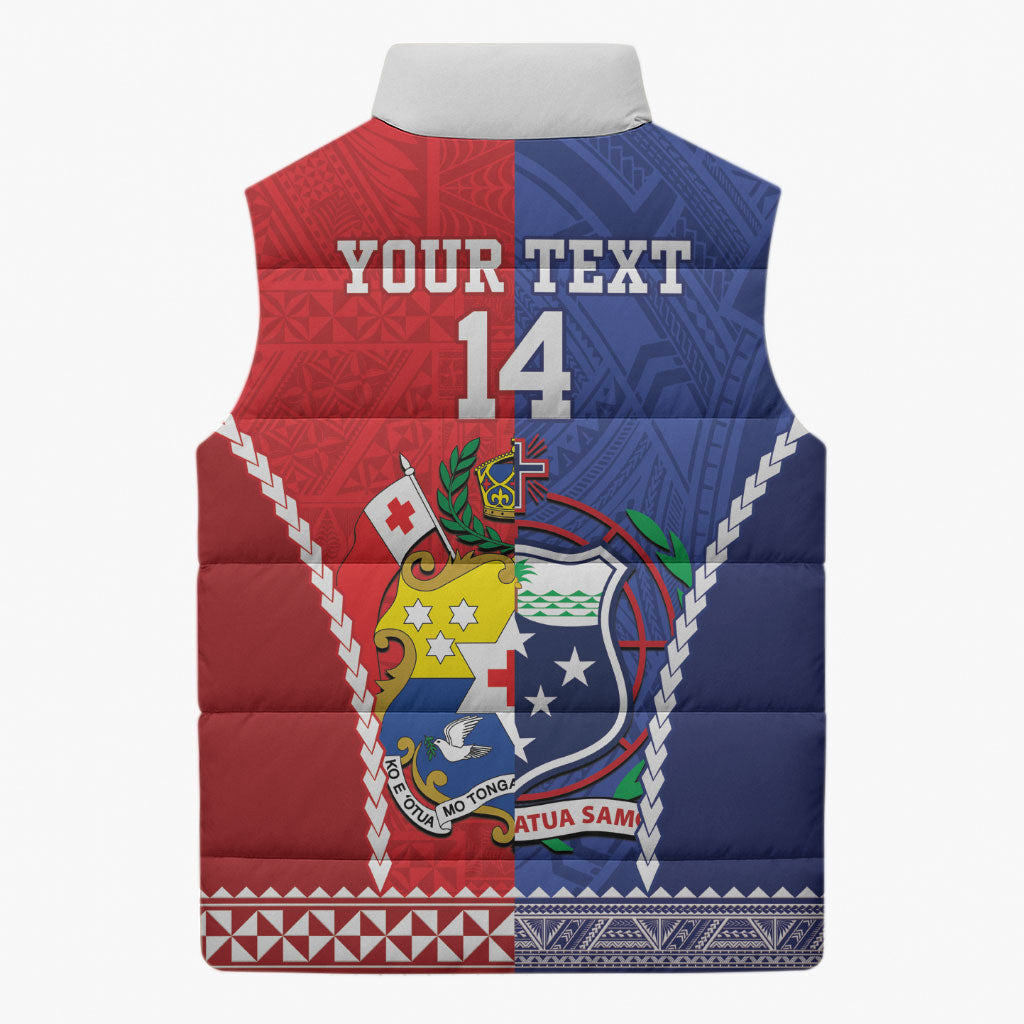 Toa Samoa Mate Ma'a Tonga Rugby Together Custom Sleeveless Puffer Jacket LT14 - Polynesian Pride