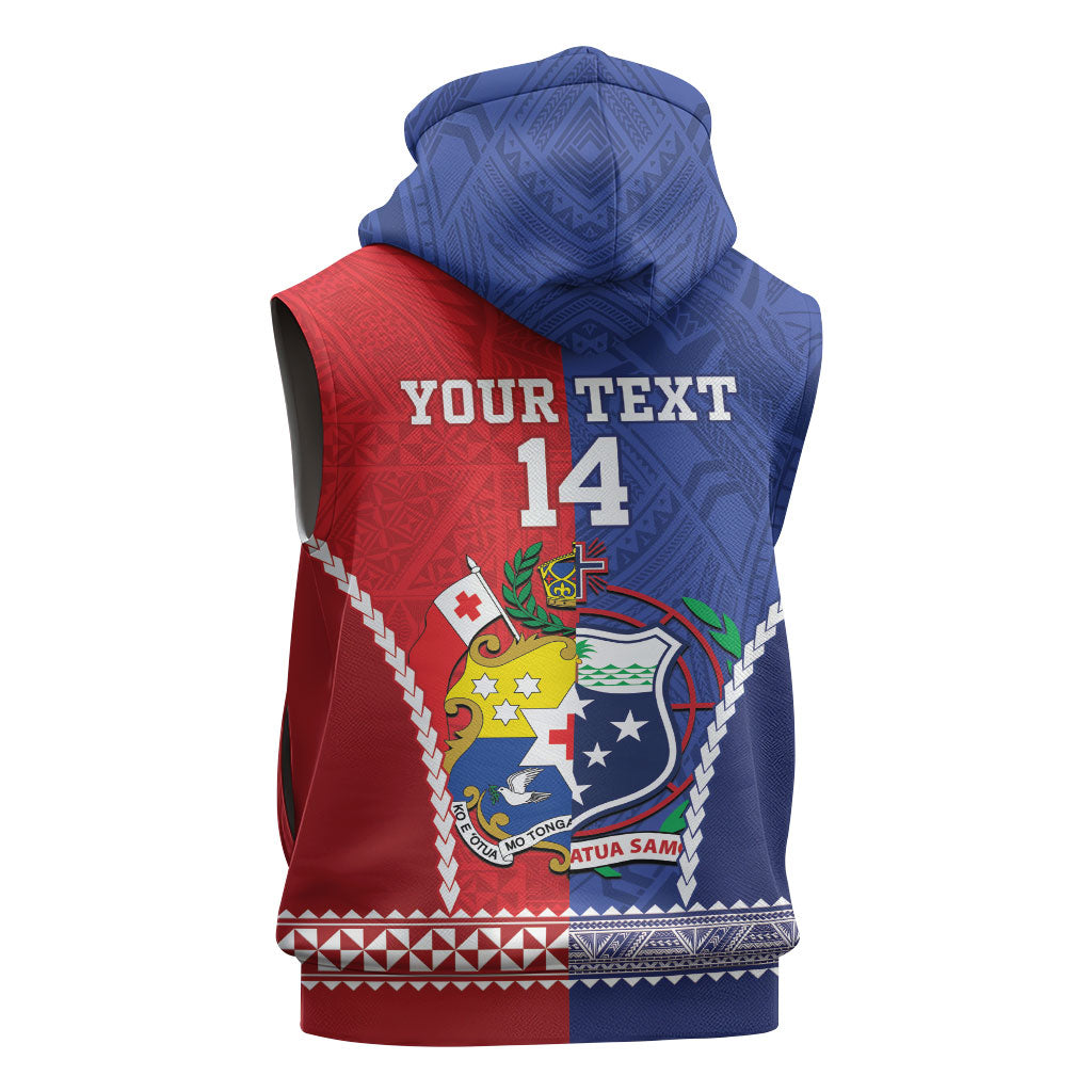 Toa Samoa Mate Ma'a Tonga Rugby Together Custom Sleeveless Zip Hoodie LT14 - Polynesian Pride