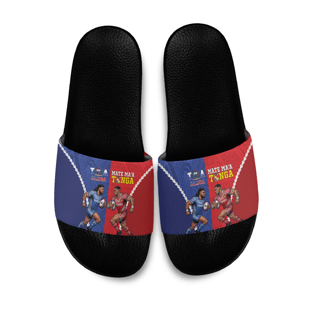 Toa Samoa Mate Ma'a Tonga Rugby Together Slide Sandals LT14 Multicolor - Polynesian Pride
