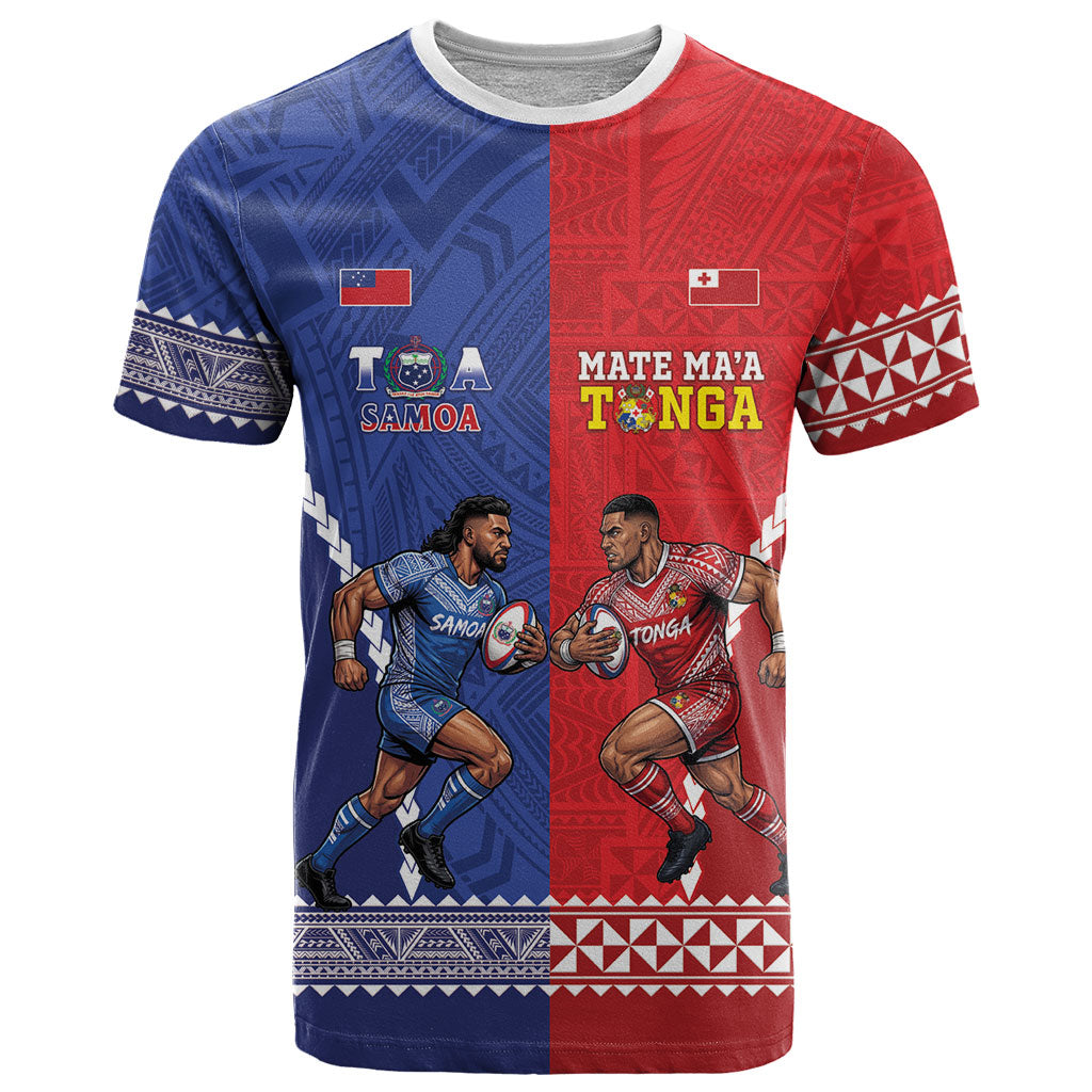 Toa Samoa Mate Ma'a Tonga Rugby Together Custom T Shirt LT14 Multicolor - Polynesian Pride
