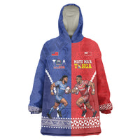 Toa Samoa Mate Ma'a Tonga Rugby Together Custom Wearable Blanket Hoodie LT14 One Size Multicolor - Polynesian Pride