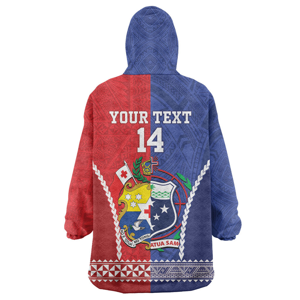 Toa Samoa Mate Ma'a Tonga Rugby Together Custom Wearable Blanket Hoodie LT14 - Polynesian Pride