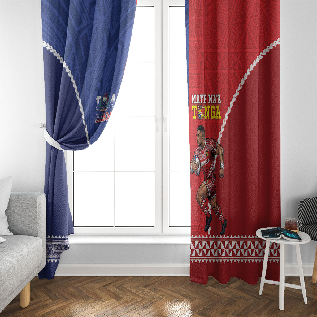Toa Samoa Mate Ma'a Tonga Rugby Together Window Curtain LT14 - Polynesian Pride