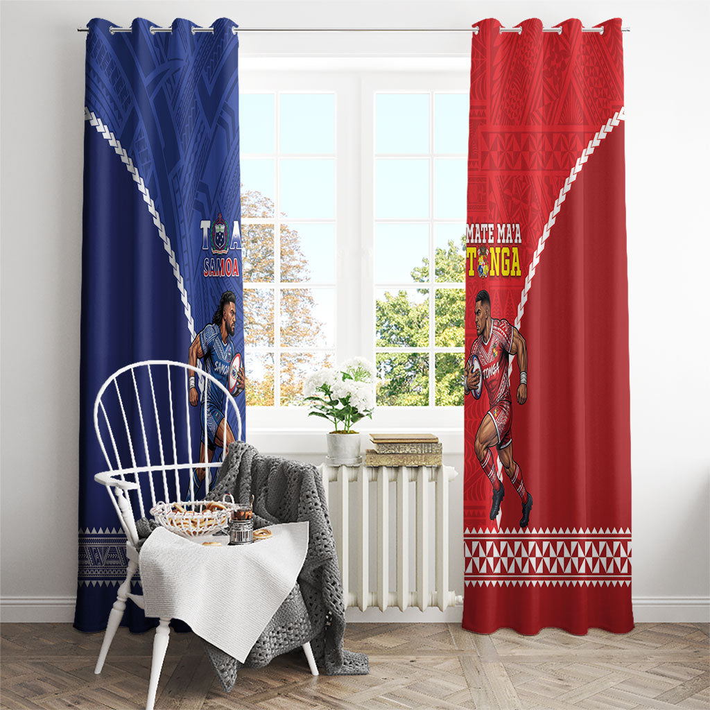Toa Samoa Mate Ma'a Tonga Rugby Together Window Curtain LT14 - Polynesian Pride