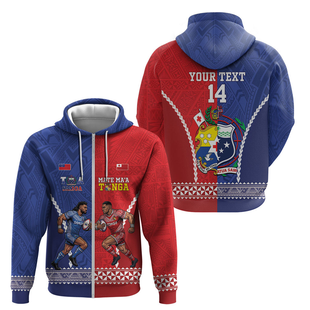 Toa Samoa Mate Ma'a Tonga Rugby Together Custom Zip Hoodie LT14 - Polynesian Pride