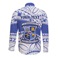 Personalised Samoa St Josephs College Long Sleeve Button Shirt Marist Brothers Samoan Pattern LT14 - Polynesian Pride