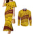 Personalised Samoa College Couples Matching Mermaid Dress and Long Sleeve Button Shirt Samoan Pattern LT14 Gold - Polynesian Pride