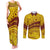 Personalised Samoa College Couples Matching Tank Maxi Dress and Long Sleeve Button Shirt Samoan Pattern LT14 Gold - Polynesian Pride