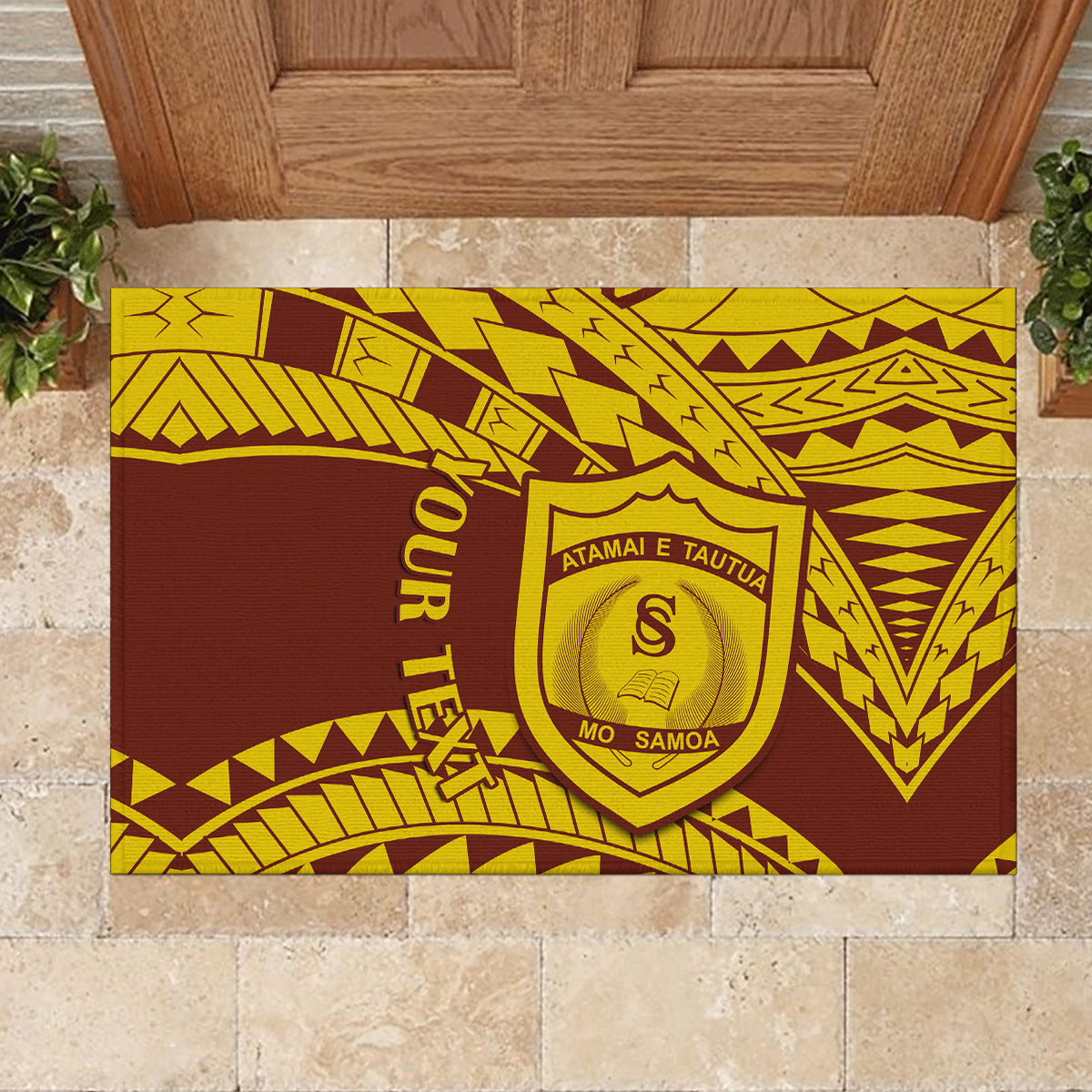 Personalised Samoa College Rubber Doormat Samoan Pattern LT14 - Polynesian Pride