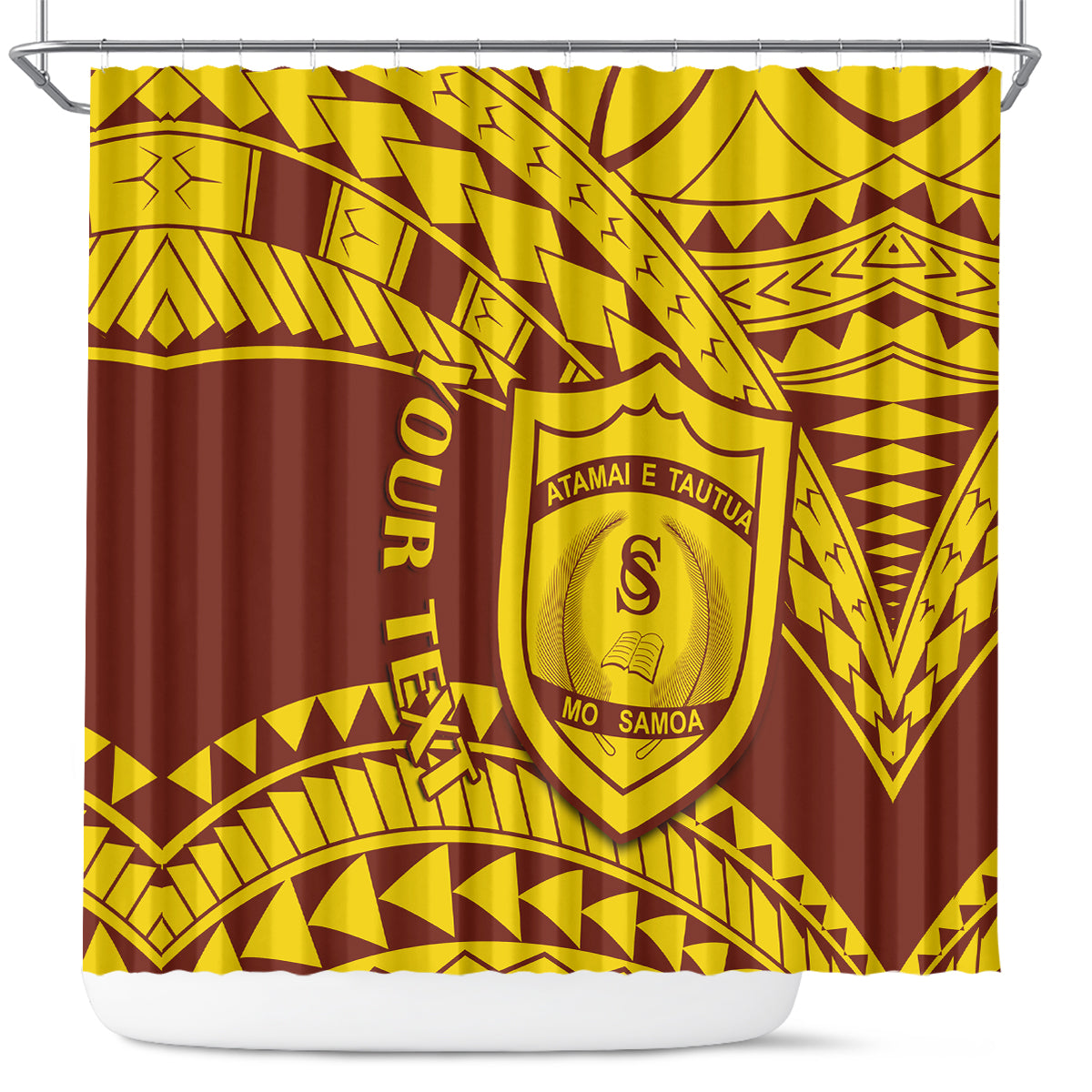 Personalised Samoa College Shower Curtain Samoan Pattern LT14 Gold - Polynesian Pride