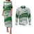 Personalised Samoa Faleata College Couples Matching Puletasi Dress and Long Sleeve Button Shirt Samoan Pattern LT14 Green - Polynesian Pride