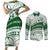 Personalised Samoa Faleata College Couples Matching Short Sleeve Bodycon Dress and Long Sleeve Button Shirt Samoan Pattern LT14 Green - Polynesian Pride