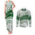 Personalised Samoa Faleata College Couples Matching Tank Maxi Dress and Long Sleeve Button Shirt Samoan Pattern LT14 Green - Polynesian Pride