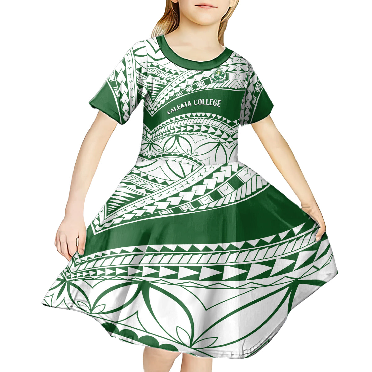 Personalised Samoa Faleata College Kid Short Sleeve Dress Samoan Pattern LT14 - Polynesian Pride