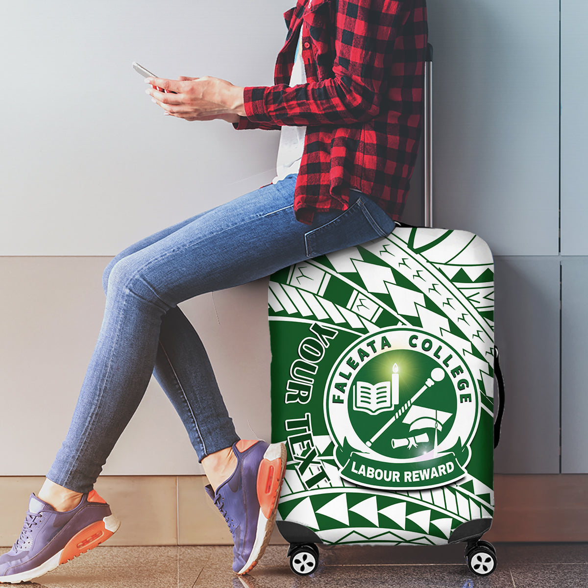 Personalised Samoa Faleata College Luggage Cover Samoan Pattern LT14 - Polynesian Pride