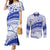 Personalised Samoa Safata College Couples Matching Mermaid Dress and Long Sleeve Button Shirt Samoan Pattern LT14 Blue - Polynesian Pride